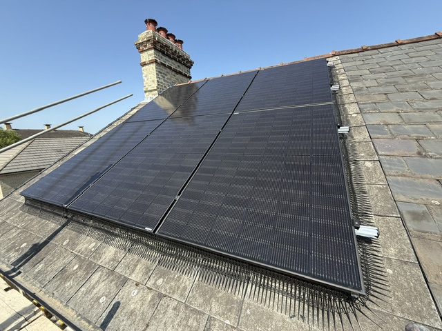 Solar panel installation on residential roof in East Anglia